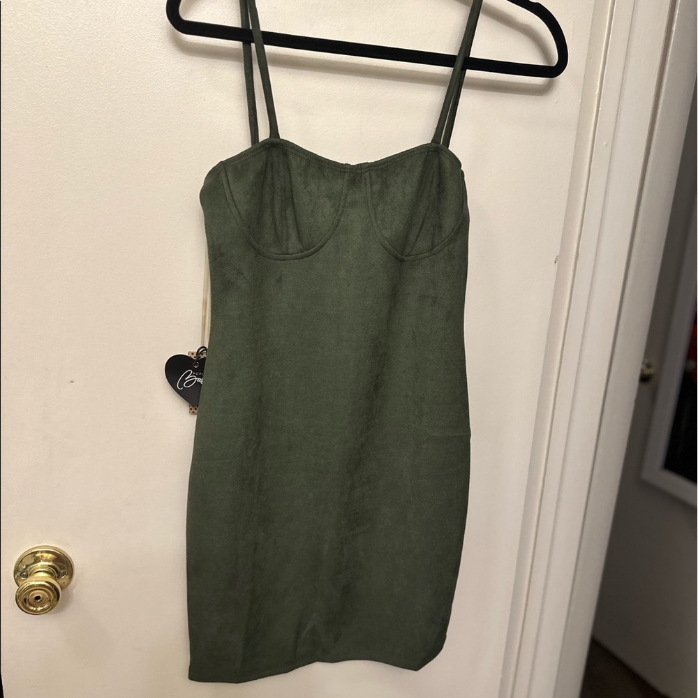 Olive green mini dress. Medium. New with tags